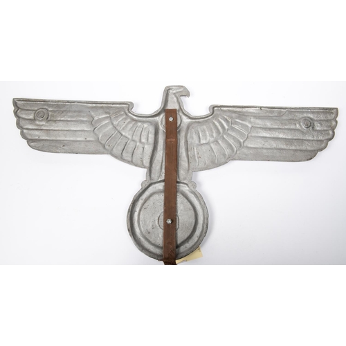 183 - A good Third Reich metal eagle and swastika, removed from a building or vehicle, 26