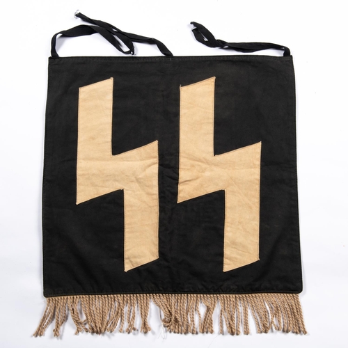 185 - A Third Reich SS trumpet banner, with applied SS runes on one side and on the other a capital “H” wi... 