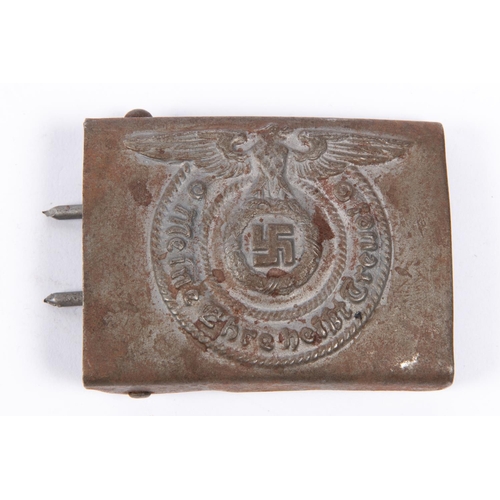 195 - A Third Reich SS man's belt buckle, steel with alloy wash. GC £60-70