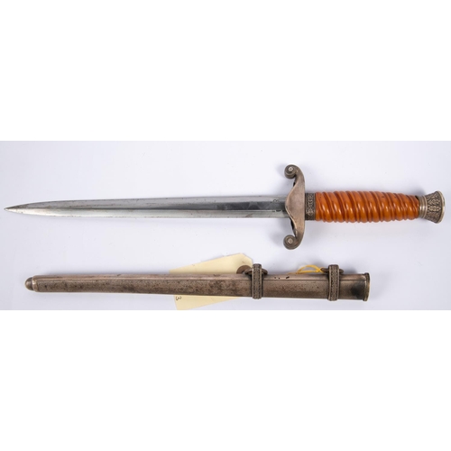 205 - A Third Reich Army officer’s dagger, with post 1941 Eickhorn mark, orange grip and plated mounts, in... 