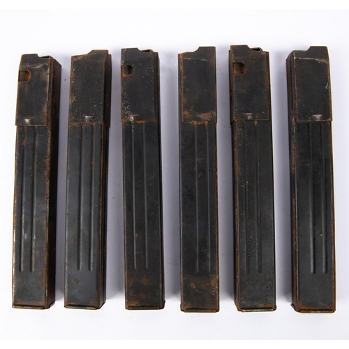 219 - 6 Third Reich MP40 type stick magazines. GC (slight rust patches). £60-90