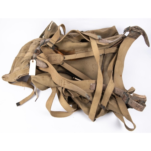 237 - A WWII British Army Bergen rucksack, dated 1941, complete with all webbing straps and in good condit... 