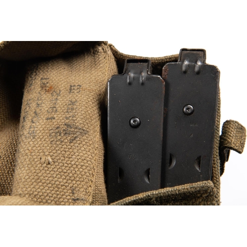 238 - A set of WWII infantrymans 1937 webbing, comprising waistbelt, cross straps, ammunition pouches with... 