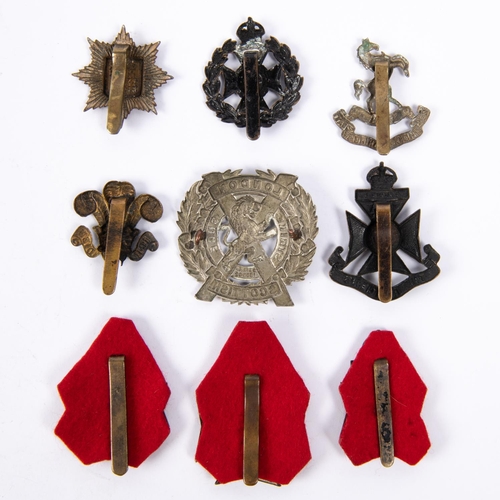 270 - Nine London Regiment cap badges: 11th Bn, pre 1920 12th Bn, 13th Bn, 14th Bn, 15th Bn, 16th Bn, 16th... 