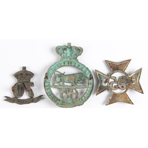 280 - Pre 1881 brass glengarry badges of the 65th, 70th and 95th Regiments of Foot (K&K 527, 533 and 570).... 