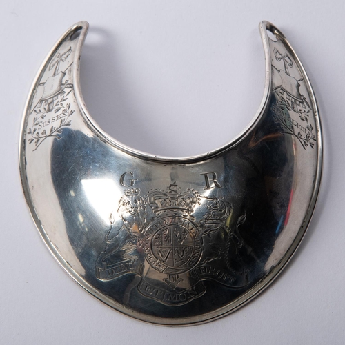 312 - A fine Georgian officer's engraved silver gorget of the Sussex Militia, HM London 1813 and makers ma... 