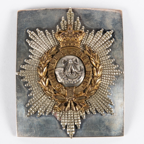 314 - A good rectangular silver shoulder belt plate of the Sussex Light Infantry Militia, HM Birmingham 18... 