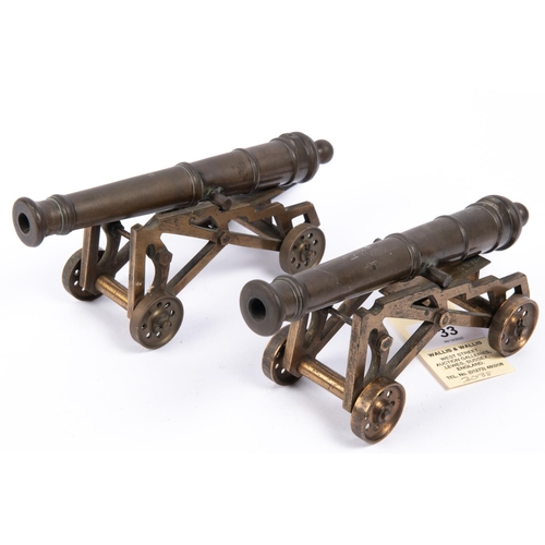 33 - A well made pair of Georgian style model cannon, bronze barrels 7