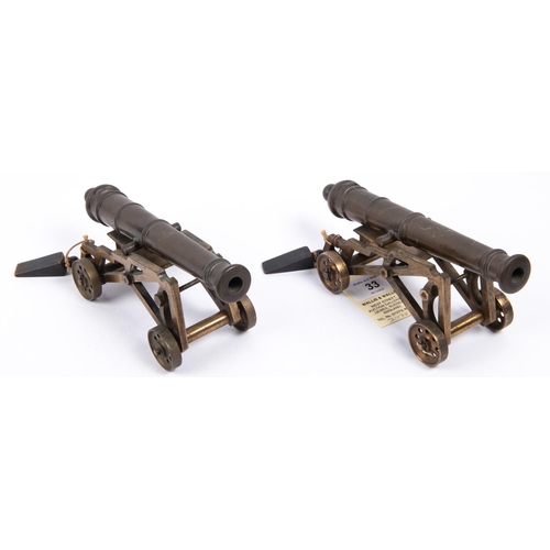 33 - A well made pair of Georgian style model cannon, bronze barrels 7