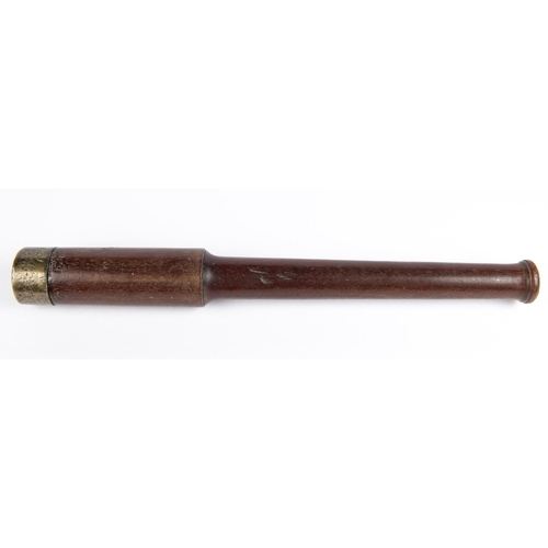 36 - An interesting late 18th century mahogany truncheon, 2 stage body 16”, the lead weighted head surrou... 