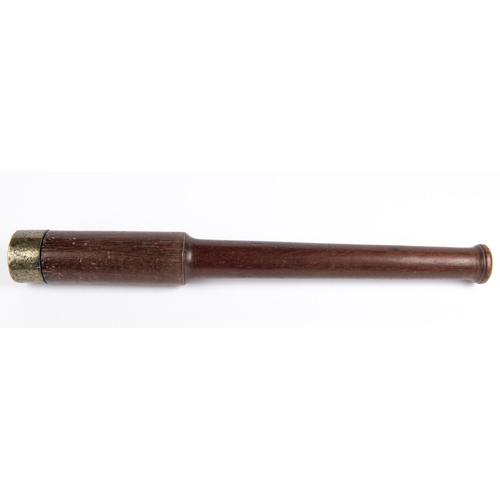 36 - An interesting late 18th century mahogany truncheon, 2 stage body 16”, the lead weighted head surrou... 