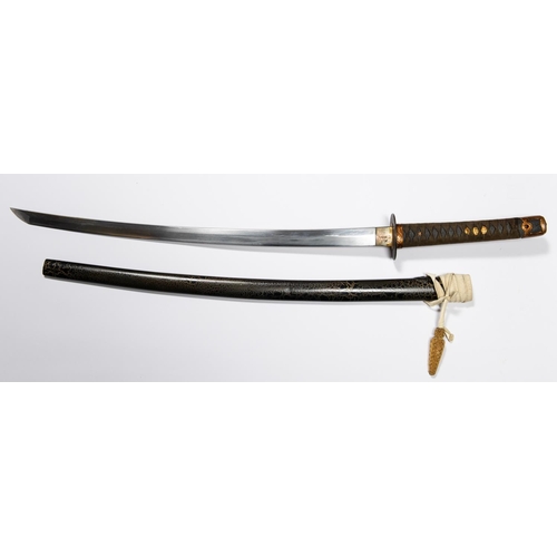 371 - A Japanese sword katana, blade 25½” (polished), the tang with checked file marks and signed with thr... 