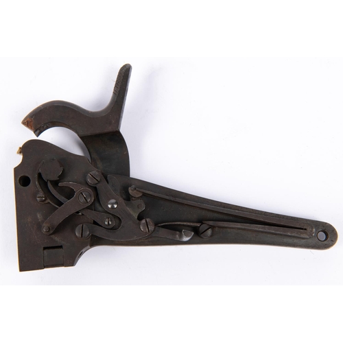 403 - A detached lock from a Greene's patent breech loading percussion carbine, stamped with crown over 