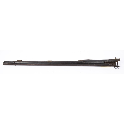 407 - The barrel, fore end and some mounts from a late 17th century flintlock carbine, 4 stage barrel 29½”... 