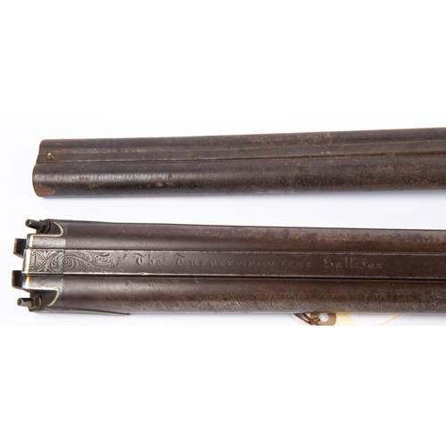 408 - A pair of good quality 14 bore barrels from a DB sporting gun c 1840, 29½” of alternate damascus and... 