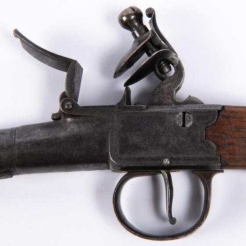 422 - A 55 bore cannon barrelled flintlock boxlock pocket pistol by A Weston of Lewes, c 1795, 8