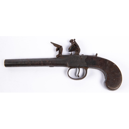 424 - A 44 bore flintlock boxlock pocket pistol by W Brown of Lewes, 8½