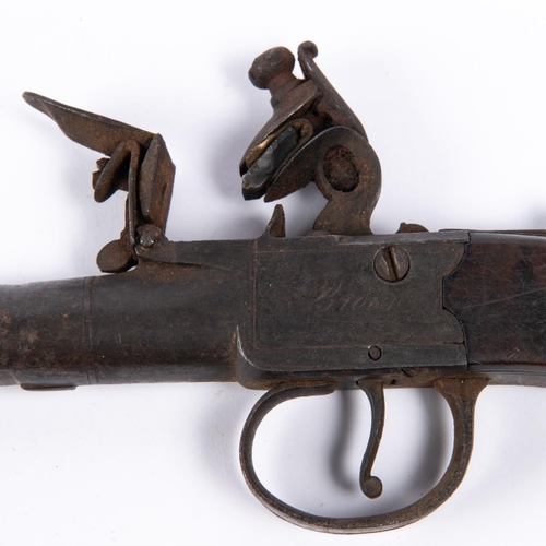 424 - A 44 bore flintlock boxlock pocket pistol by W Brown of Lewes, 8½