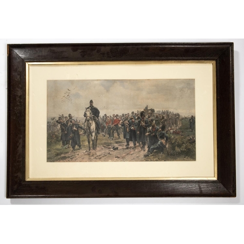 81 - 2 framed coloured prints: Capturing the French Battery at Waterloo, 34