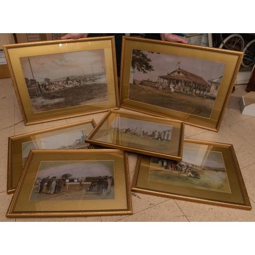 84 - A set of six coloured prints of scenes from the annual shooting competition at Bisley in 1891, 1892 ... 