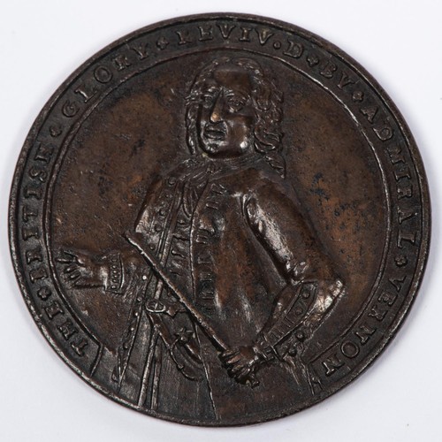 174 - Admiral Vernon/ Porto Bello medallion 1739, obverse: half length portrait of Vernon, slightly to the... 