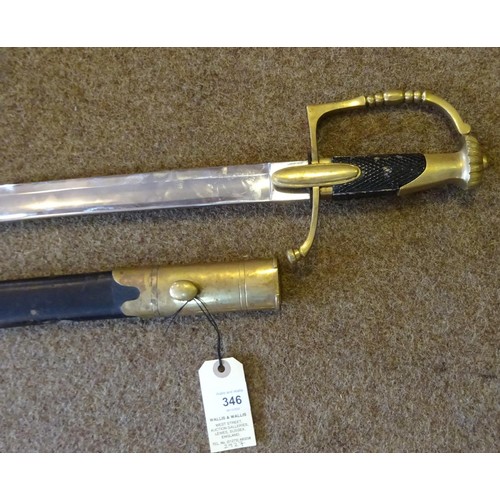 346 - A good copy of a French Infantry officer’s sabre, c 1801-1815, plain fullered blade 31”, brass hilt ... 