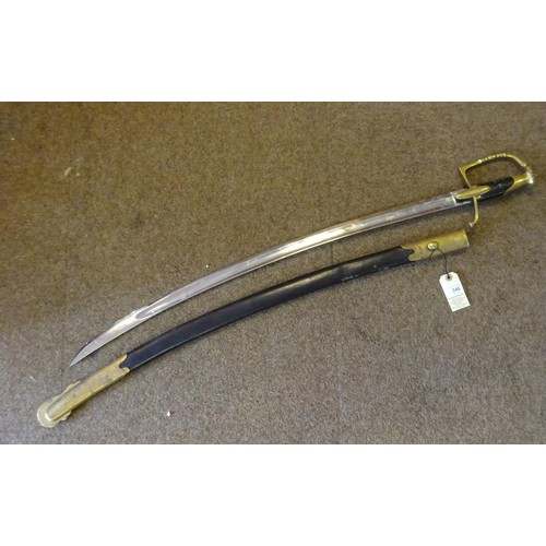 346 - A good copy of a French Infantry officer’s sabre, c 1801-1815, plain fullered blade 31”, brass hilt ... 