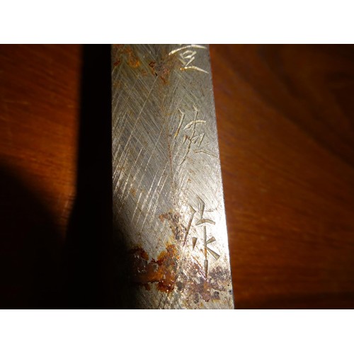 371 - A Japanese sword katana, blade 25½” (polished), the tang with checked file marks and signed with thr... 