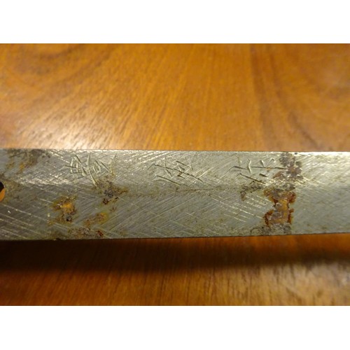 371 - A Japanese sword katana, blade 25½” (polished), the tang with checked file marks and signed with thr... 