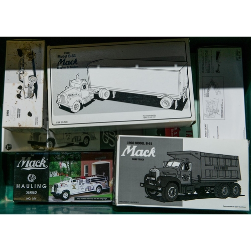 192 - 10 First Gear 1:34 scale Trucks. 2x 1960 Mack Model B61 Dump Truck, Palumbo and N.Y. Thruway. 1960 M... 