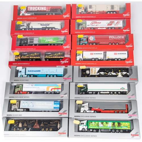 196 - 16 Herpa 1:87 scale Trucks. MAN TGX XXL Swap-Body DB Schenker. MB Actros Giga Artic Box, Brian Yeard... 