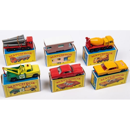 287 - 6x Matchbox Series. 10d; Leyland Pipe Truck in red with silver base (pipes still on sprue). 13d; Dod... 