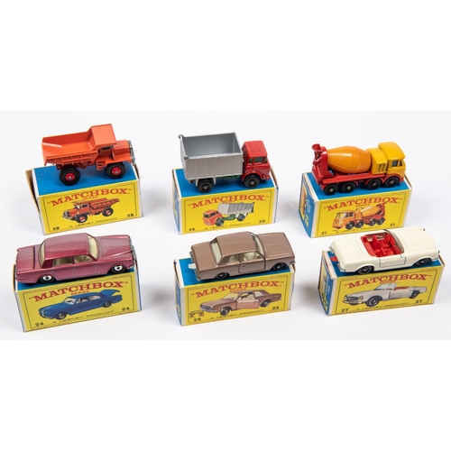 288 - 6x Matchbox Series. 21d; Foden Concrete Truck in red and yellow. 24c; Rolls Royce Silver Shadow in m... 