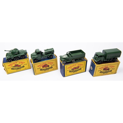 309 - 4 Matchbox Series. No. 49 M3 Personnel Carrier. In military green with white bonnet star and unpaint... 