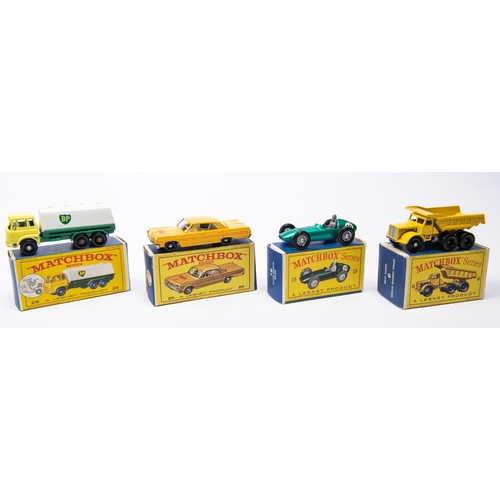 314 - 4x Matchbox Series. 6b; Euclid Quarry Truck in yellow with black plastic wheels. 19c; Aston Martin R... 