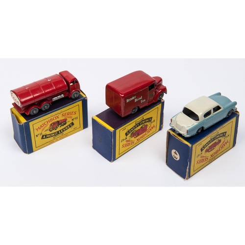 324 - 3 Matchbox Series. No.11 ERF Road Tanker. Red body, silver trim, large ESSO decal to rear of tank, m... 