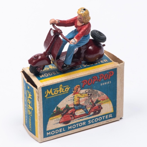 337 - A rare MOKO 'POP-POP' series Model Motor Scooter. An example finished in maroon with black seat, whe... 