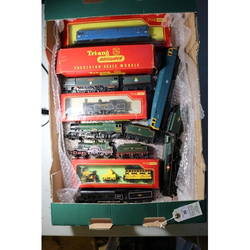 50 - 10x Hornby, Tri-ang, Tri-ang Hornby OO gauge railway locomotives. A Stephenson's Rocket Train (R346)... 