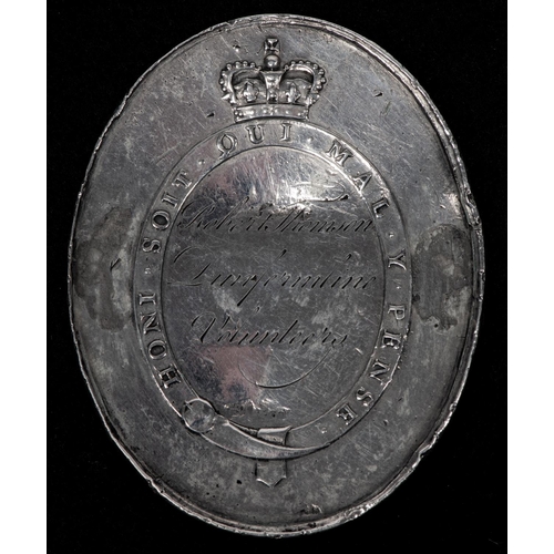 82 - Dunfirmline Volunteers: an oval struck medal, 52x42mm, obverse a standing rifleman, legend 