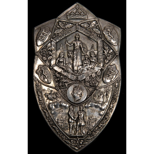 89 - The Elcho Challange Shield AD 1862 shooting award, the title in sexagonal panel surrounded by title ... 