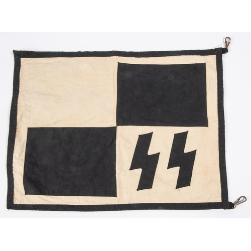 238 - A Third Reich double sided SS vehicle pennant, with applied SS runes on black and white quartered ba... 