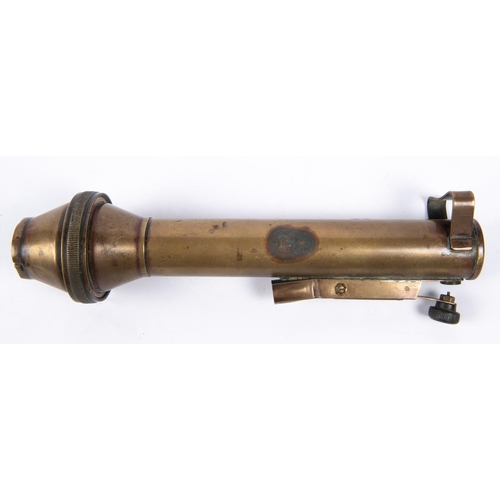 265 - A WWII brass signalling torch, by Shimwell Alexander and Co, morse tapper key, marked with broad arr... 