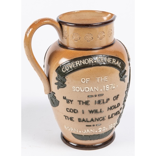 29 - A good Doulton Lambeth General Gordon Hero of Heroes, Governor General commemorative jug, 7½