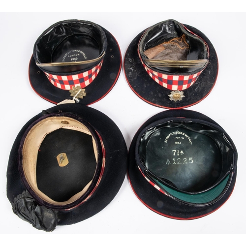 307 - A Royal Scots officers' Kilmarnock bonnet, hackle missing; a Scots Guards OR's peaked cap and a Scot... 