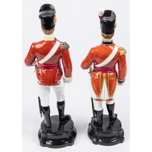 31 - 2 Royal Worcester bone china figurines of Georgian infantry officers: the Coldstream Guards and 29th... 