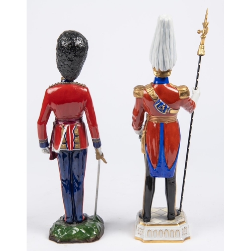 32 - 2 porcelain figurines: Gentleman at Arms, with partizan, 12¼