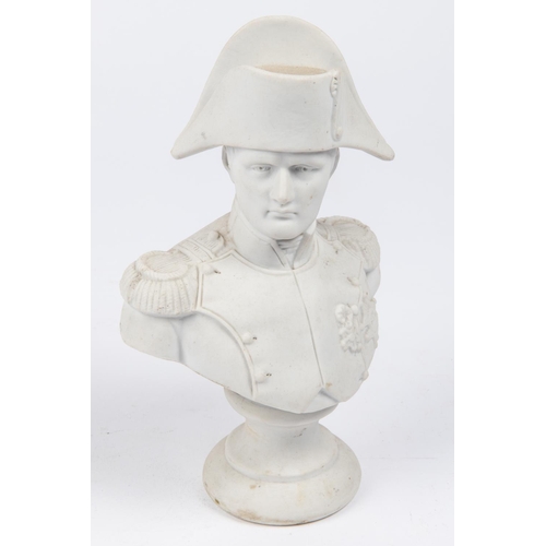 35 - A Parian Ware bust of Napoleon, in uniform with bicorn hat, height 8