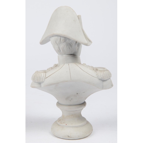 35 - A Parian Ware bust of Napoleon, in uniform with bicorn hat, height 8