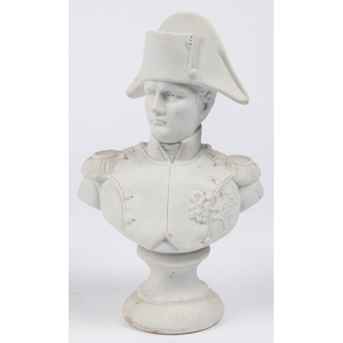 35 - A Parian Ware bust of Napoleon, in uniform with bicorn hat, height 8