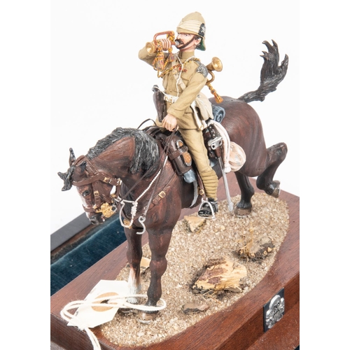 40 - An extremely well made white metal painted figure of a bugler of the 17th Lancers in Boer War unifor... 